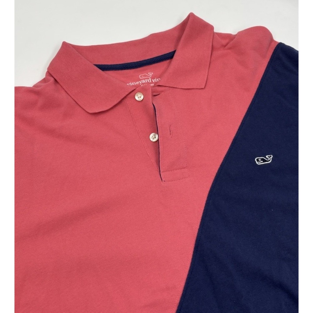 Vineyard Vines Men's L Classic Fit Colorblock Pink Shortโ Sleeve Polo